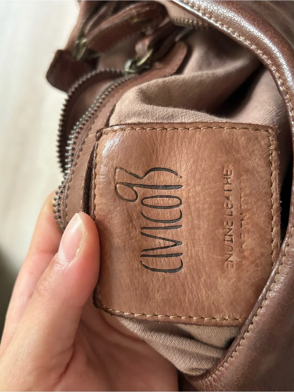 Leather Brown Crossbody Bag with Stud Detail